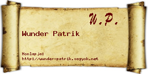 Wunder Patrik névjegykártya